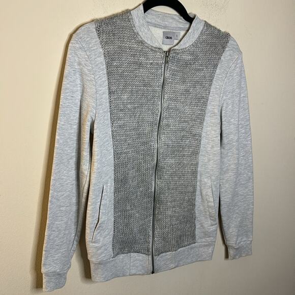 ASOS Men’s Gray Wool Front Knit Zip Up Sweater Size S - Picture 3 of 6